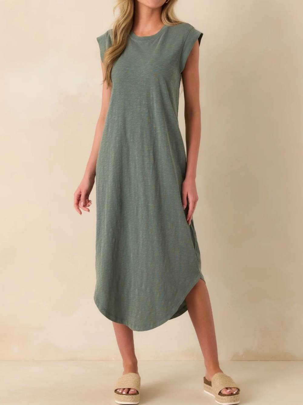 Z SUPPLY GREEN COTTON CALABASAS MIDI DRESS (S) NWOT
